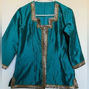 Teal Embellished Tunic lehenga Top